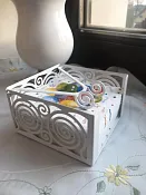 Салфетница "Узоры" 12,6х12,6х7см, цв.белый