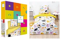 "Василек" Комплект постельного белья "Котики" 1,5сп, 70х70см, поплин
