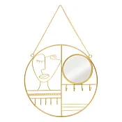 Зеркало подвесное с держателем для украшений 35х35х2,5см, цв.золото