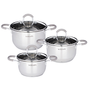 "SATOSHI" Альбер" Набор кастрюль 6 пр., 1,8л, 2,5л, 3,5л