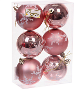 Набор шаров "Снежный шарм" 6шт, 6см, цв.розовый