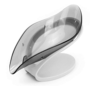 "Petal" Мыльница со сливом 13,5х12х9см, цв.серый