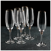 "Оливия" Набор бокалов для шампанского 6шт, 190мл, отводка золото