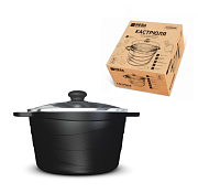 "Каменная" Чёрный гранит" Кастрюля со стекл. крышкой 5л