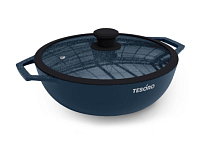 "TESORO" Florence Induction total blue" Жаровня 3л, h 8см, с крышкой