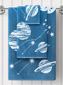 Полотенце махровое "Галактика" 70х130см, цв.голубой пл.450