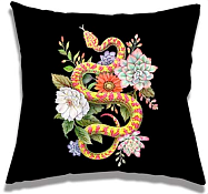 Подушка декоративная "Змея и букет" 35х35см