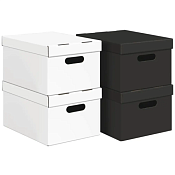 "VALIANT" Набор коробов 4шт, 25х33х18,5см, цв.белый/черный