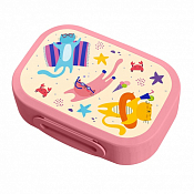 Ланч-бокс "Котики" пластик 0,98л прям 18х13х5см, цв.розовый
