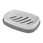 "LONGSTAR" Мыльница 13,2х9,5х3,1см, цв.серо-белый