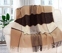 Плед "Онтарио" 140х200см, цв.бел.куб. пес.темно-коричневый