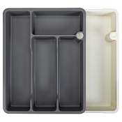 Лоток для столовых приборов раздвижной 37,3х28,7х4,9см, цв.серый