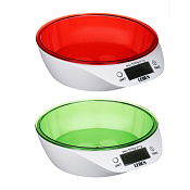 "LEBEN" Весы кухонные электронные с чашей до 5кг, цвет микс