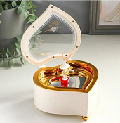 Шкатулка музыкальная "Белое сердце с балериной" 7х13х11,5см