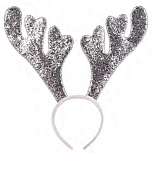 Новогодний ободок "Рожки" 33см, цв.серебро