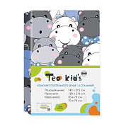 "TEO kids " Комплект постельного белья "Бегемотики" 1,5сп, 50х70см, поплин