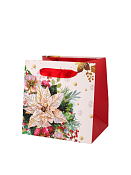 Пакет бумажный "Новогодний цветок " 15х15х12см