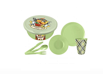 Набор для пикника "Barbecue party" 4 персоны, 25 пр. цв.салатовый