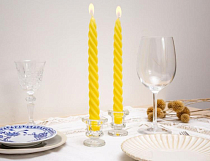 Набор свечей витых 2шт, 24,5см, персик