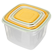 "CLEVER" Набор контейнеров пласт. 5шт квад. 0,12л;0,25л;0,45л;0,75;1,2л