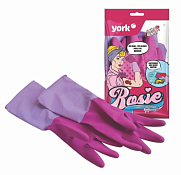 "YORK" Перчатки хозяйственные "РОЗИ", ароматизированные, размер S