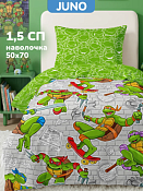"Juno" Комплект постельного белья "Черепашки-ниндзя" 1,5сп, 50х70см, поплин