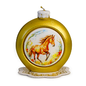 Свеча-шар "Лошадка" 6,8х3,5х7,5см, цв.золотой