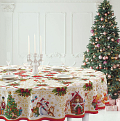 Скатерть "Новогодние игрушки" d=160см