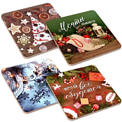 Подставка под горячее "С Новым годом!" 14х14см 4диз.