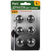 Н-р держателей для проводов, самоклеящихся 6шт, цв.черный