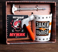 Подарочный набор "Настоящий мужик": Кружка для пива 400мл, блокнот, ручка