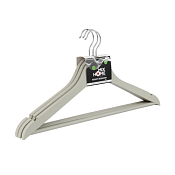 Н-р вешалок деревянные 3шт, 45х23см, цв.светло-серый