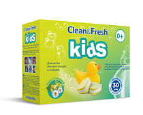 "Clean&Fresh"KIDS" Таблетки для ПММ "All in1" водорастворимая пленка 30шт.