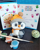 Фигурка для раскрашивания "Пингвин с рыбой" 11х8х7см