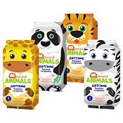 "Smart Animals" Детские влажные салфетки с ромашкой и витамином Е 8шт.