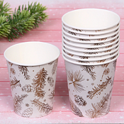 "Хвойная веточка" Набор бумажных стаканов 200мл 10шт. цв.белый