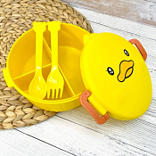 Ланч-бокс "Duck" со столовыми приборами 18,5x17x7,5см, цв.желтый
