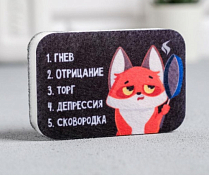 Губка для мытья посуды "Депрессия,сковородка" 6х9см