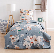 "Василиса" Комплект постельного белья "География" 1,5сп, 70х70см, поплин