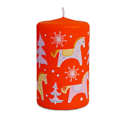 Свеча пеньковая "Лошадки" 6х7см, цв.красный