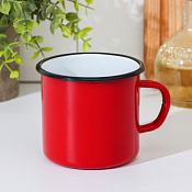 Кружка эмалированная 0,4л, цв.вишневый