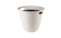 Кашпо напольное "Ротанг" с внутр.горш. d=26,6см 10л цв. белоснежный жасмин
