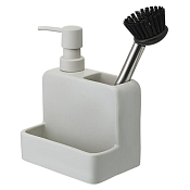 "Noble" Органайзер для раковины (диспенсер + щетка) 280мл цв. светло-серый