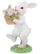 Фигурка "Кролик с корзинкой тюльпанов" 8х5,5х11,5см