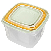 "CLEVER" Набор контейнеров пласт. 4шт квад. 0,25л;0,45л;0,75;1,2л