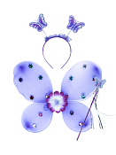 Маскарадный костюм "Чудеса" (крылья бабочки, ободок, волшебная палочка) 50х38см цв.фиолетовый