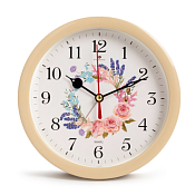 Часы-будильник "Цветочный узор" 15см, цв.бежевый