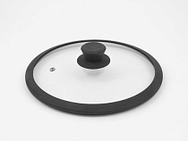 Крышка стекл. 28см с силикон. ободком, низкая, цв.черный