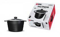 "Каменная" Чёрный гранит" Кастрюля со стекл. крышкой 4л