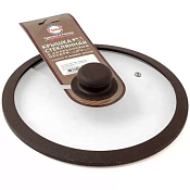 Крышка стекл. 22см с силикон. ободком, низкая, цв.коричневый